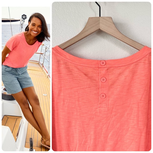 Talbots Tops - TALBOTS XL NWT Back Button Crewneck Scoop Neck Modal Slub Tee